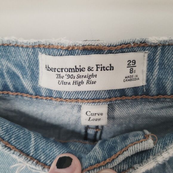 Abercrombie & Fitch The 90s Straight Ultra High Rise Curve Love Jeans Sz 29/8 S - Picture 3 of 5